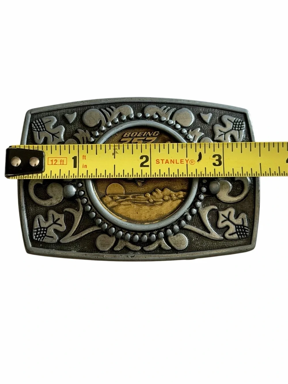 Vintage Boeing 757 Pewter & Brass Collectible Unisex Belt Buckle